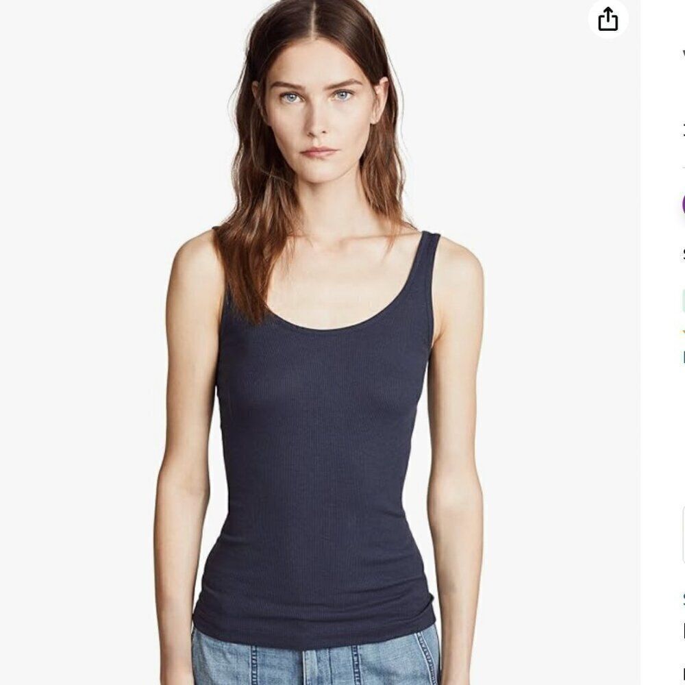 NEW Vince Sz S Navy Blue Favorite Tank Modal Jersey Fitted BalletCore Long Top
